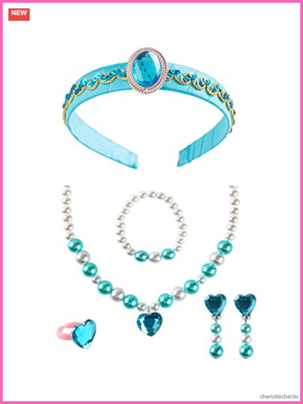 Princess Costume Headband Jewelry Set Acrylic Halloween Dress Up Accessories